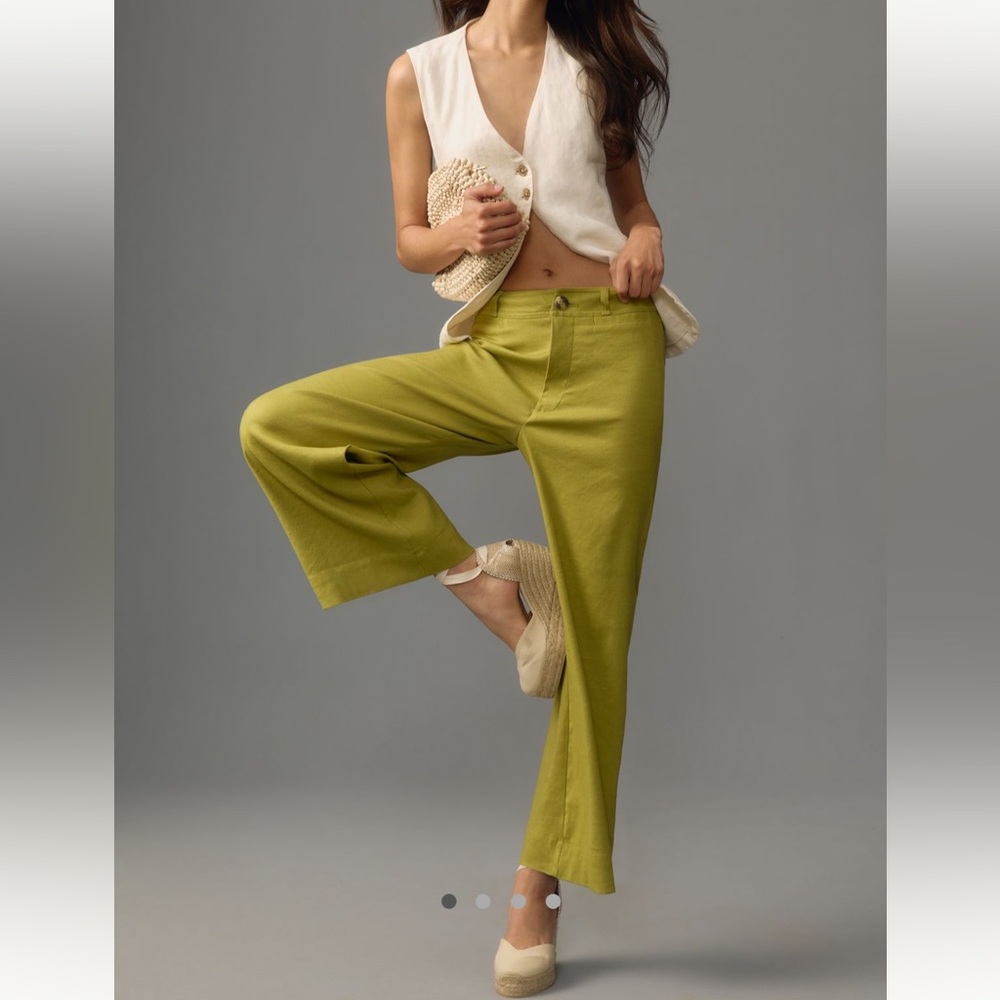 Maeve The Ettie High-Rise Crop Linen Pants- Size 23 in Holly
